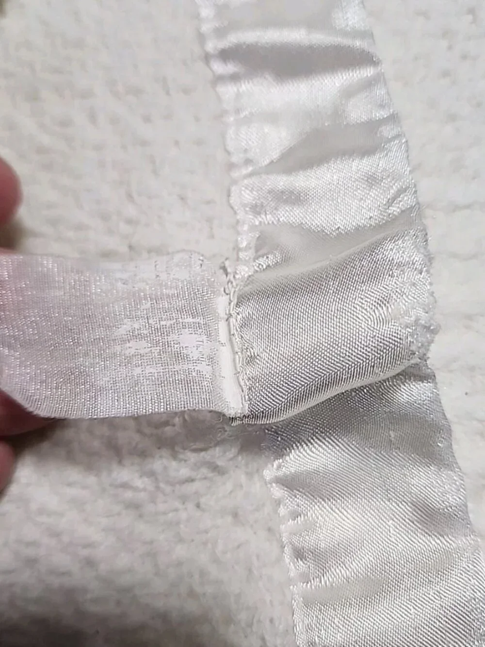 VTG Bless This‎ Child Angel Bear Baby Blanket White Woven Silky Edge Satin Trim